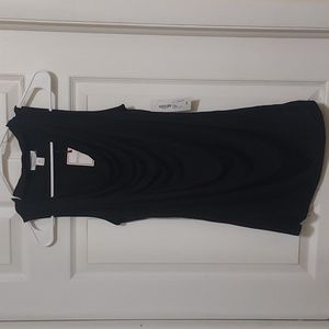 Black sleeveless cowl neck top